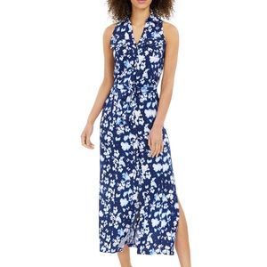 MICHAEL Michael Kors Space-Dye Maxi Shirtdress True Navy Size XS